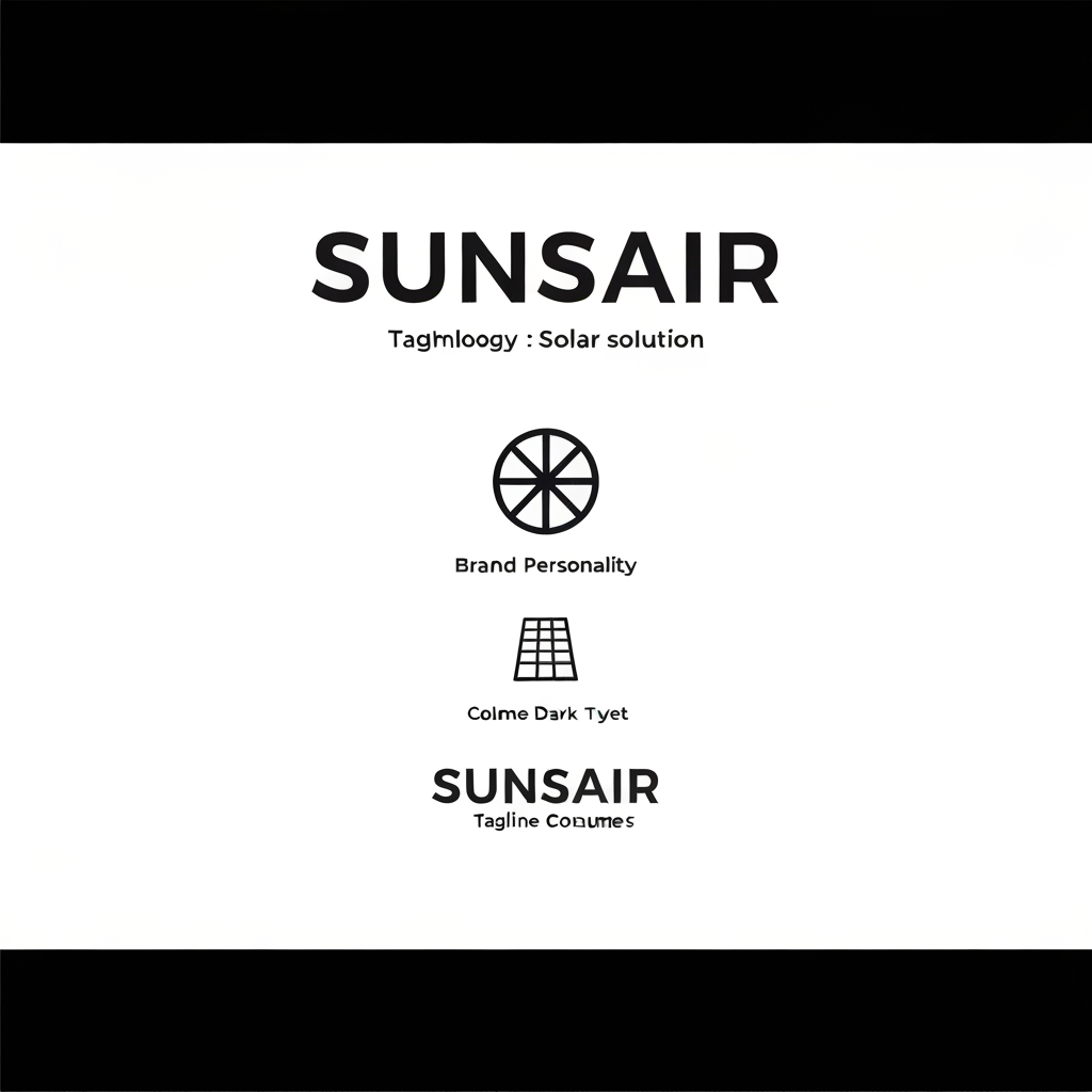 AI Design for Brand Name
SUNSAIR
Tagline (Optional)
No Tagline
Industry
Technology : Solar solution
Brand Personality
Trustworthy - Yes
Premium - Yes
Bold - Yes
Modern - Yes
Target Audience
Consumers
Logo Type
Combination (text + symbol)
Design Style
Minimal - Yes
Professional (not playful or decorative) - Yes
Theme / Meaning (Optional)
Technology and Trust
Color Preference
Primary Color: <043158>
Secondary Color (optional): <10add8>
Overall Mood:
Light
Dark
Neutral
Monochrome
Font Style
Clean sans-serif
Elegant thin
Bold modern
Background
Transparent
White - Yes
Dark
Usage
(Logo should work well for)
Website
Mobile app
Social media
Print materials
Style Rules
No stock-logo look
No clipart
No cartoon style
No unnecessary effects
No text distortion
Output Requirements
Flat, vector-style logo
Clean edges
Scalable to any size
Professional and timeless
Final Instruction
Create a high-quality logo image for the brand described above.
The output must be a professional, brand-ready logo design, suitable for real-world business use.
It should feel trustworthy, modern, and credible, with clean geometry and balanced proportions.
The logo must look like it belongs to a real company, not an experimental or artistic AI render.
Important requirements:
Generate a flat, vector-style logo image
Ensure the logo is clear, scalable, and readable at all sizes
Avoid decorative effects, gimmicks, or visual noise
The design should work across web, mobile, print, and branding materials