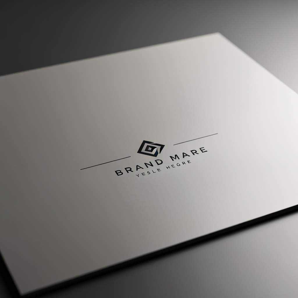 AI Design for Premium logo presentation mockup concept for Brand identity directions for a client. Logo or brand mark displayed on a clean neutral surface with subtle depth, refined shadow, precise alignment, elegant design-studio presentation, no extra readable text.
