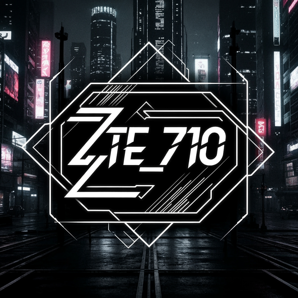 AI Design for MAKE A LOGO FOR AN EDITING CHANNEL NAMED ZTE_710 GIVE IT A CYBER PUNK LOOK AN DONT USE ANY COLURES ACCEPT BLACK AND WHITE