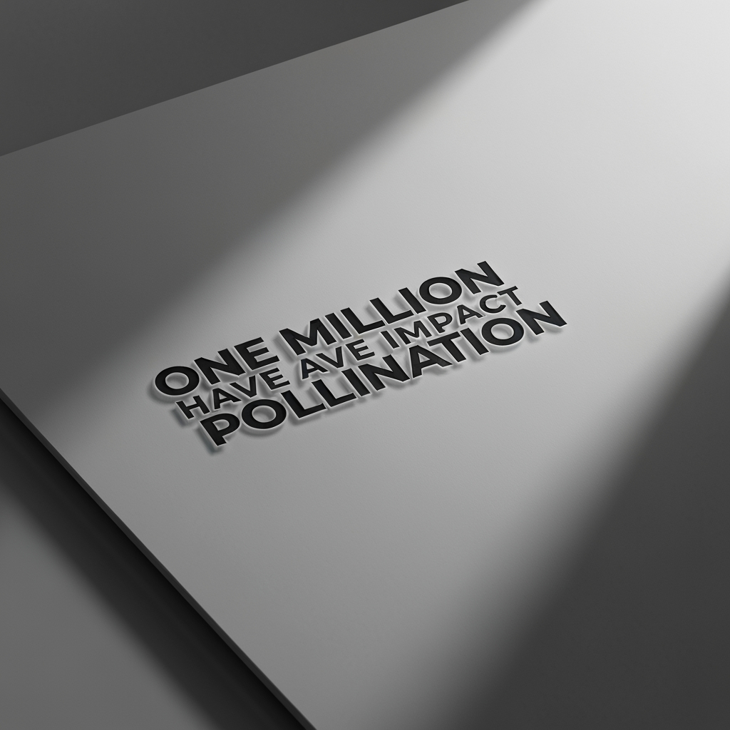 AI Design for Premium logo presentation mockup concept for one million have impact pollination i want a logo of this and it should be more creative. Logo or brand mark displayed on a clean neutral surface with subtle depth, refined shadow, precise alignment, elegant design-studio presentation, no extra readable text.