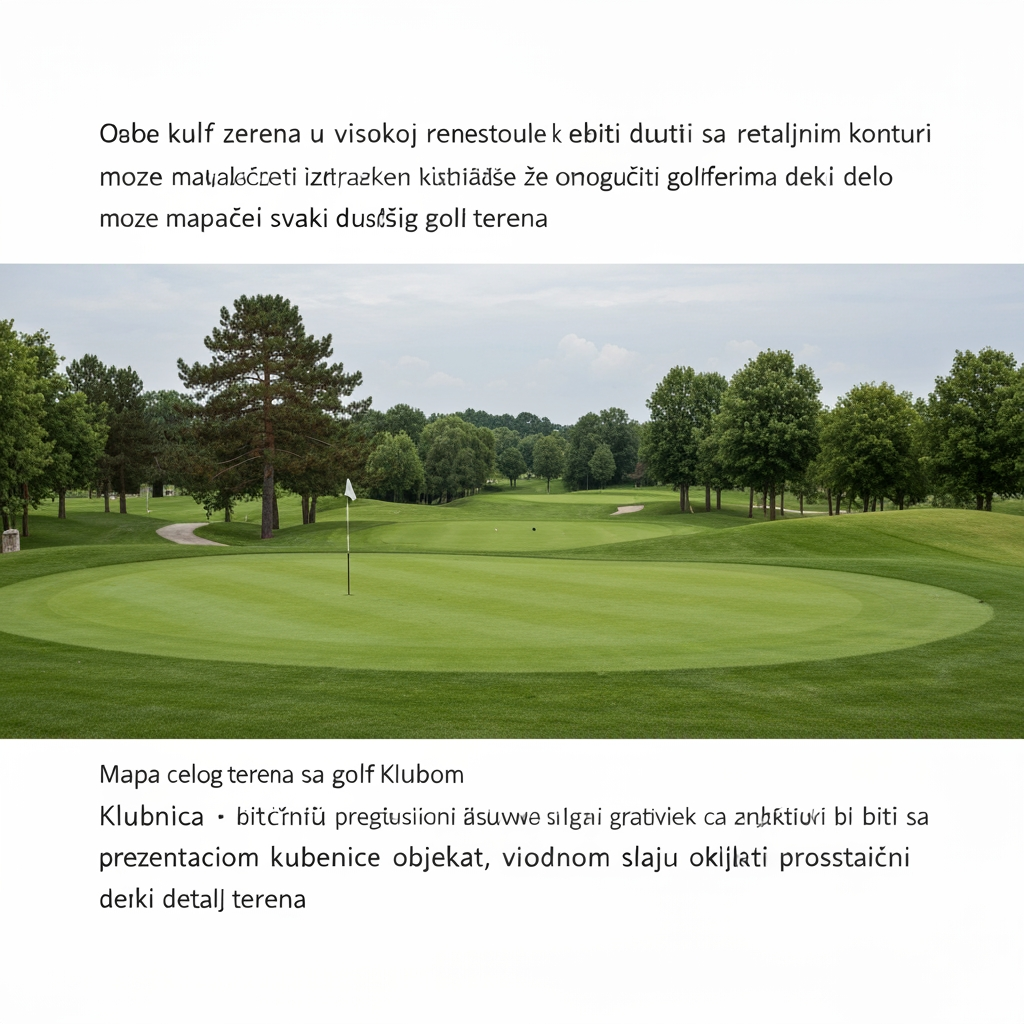 AI Design for NAPRAVIMO NOV CEO GOLF TEREN PREZENTACIJU GOLF TEREN KOJI NEPOSTOJI NEGO NAS GOLF TEREN KOJI CE BITI REMEK DELO MOZE MAPA CELOG TERENA SA GOLF KLUBOM I TACNO NUMERISANE RUPE OD HOLE 1 DO HOLE 18