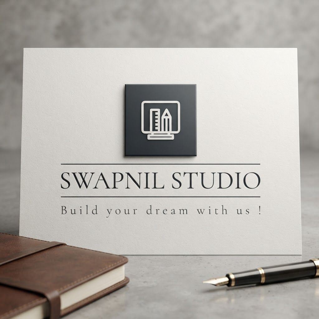 AI Design for Premium logo presentation mockup concept for Create a high-end, minimalist brand system for an agency using a monochromatic palette, focusing on structural clean lines and professional typography.. Logo or brand mark displayed on a clean neutral surface with subtle depth, refined shadow, precise alignment, elegant design-studio presentation, no extra readable text.
Incorporate the attached brand element reference image (Reference A: brand element "Swapnil Studio") into the composition where natural — preserve the depicted brand element's appearance.