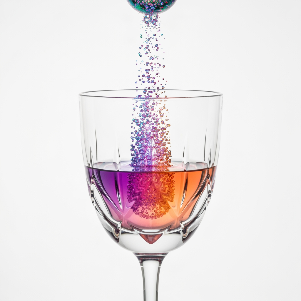 AI Design for a mocktail glass and a small fizz bomb which is fizzing inside and turning into a mocktial
make the glass look good and luxury also