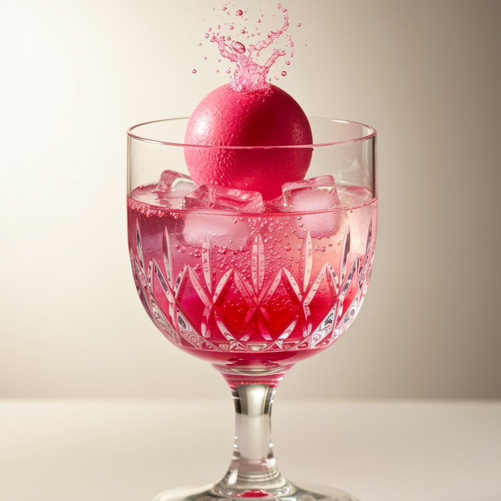 AI Design for a mocktail glass and a small fizz bomb which is fizzing inside and turning into a mocktial
make the glass look good and luxury also