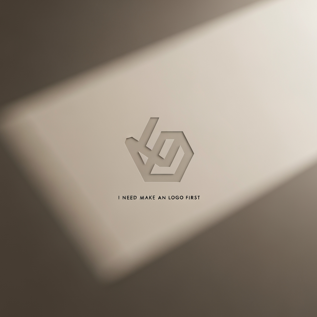 AI Design for Premium logo presentation mockup concept for i need to make an logo first. Logo or brand mark displayed on a clean neutral surface with subtle depth, refined shadow, precise alignment, elegant design-studio presentation, no extra readable text.