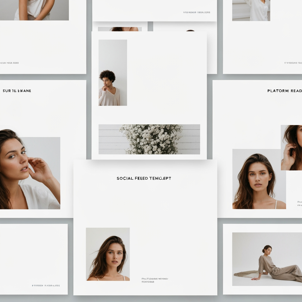 AI Design for Square social feed visual concept for Story templates for my brand. Strong central subject, clean composition, platform-ready crop, cohesive color and mood, clear empty area for caption or headline to be added later, no readable text generated.