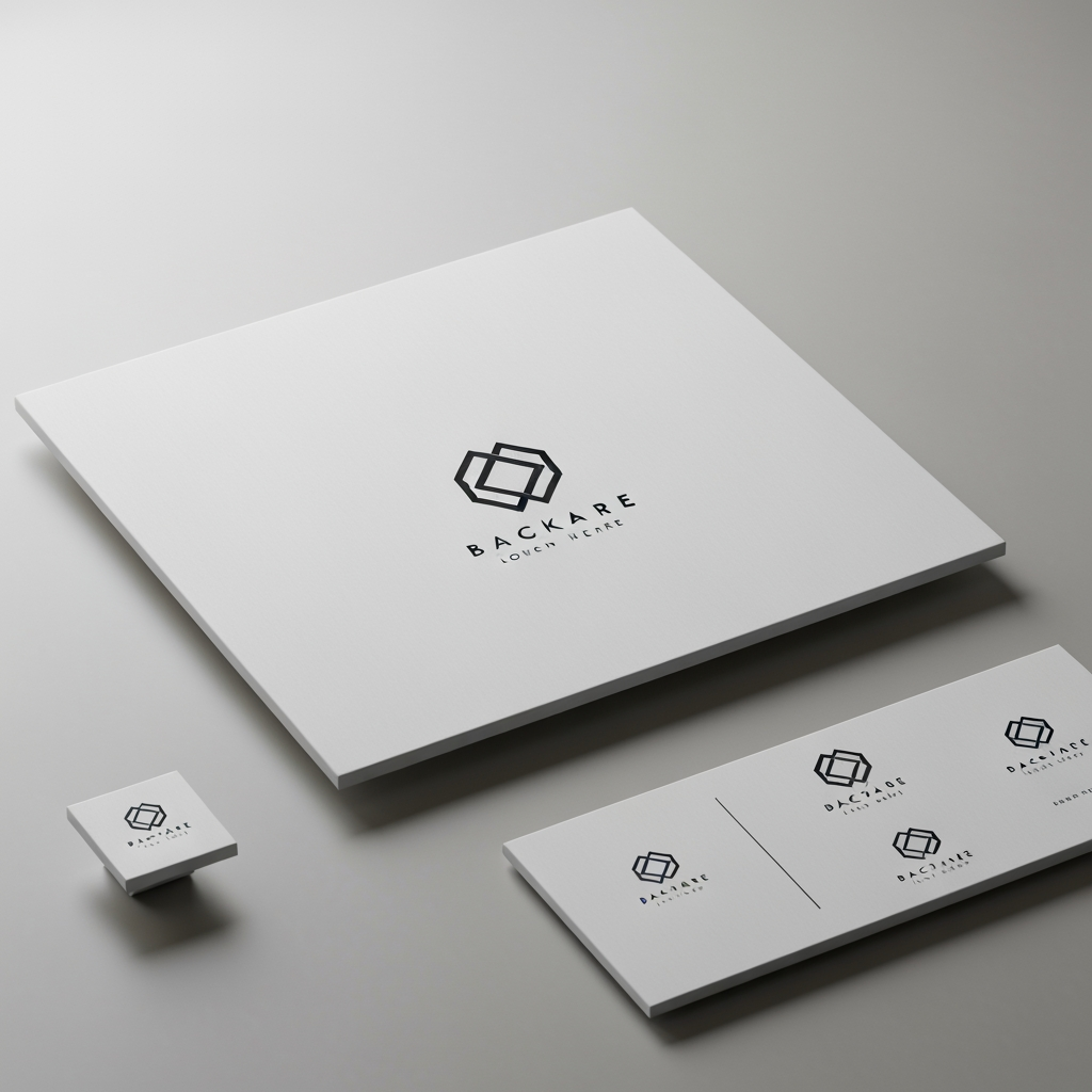 AI Design for Premium logo presentation mockup concept for Brand identity directions for a client. Logo or brand mark displayed on a clean neutral surface with subtle depth, refined shadow, precise alignment, elegant design-studio presentation, no extra readable text.
