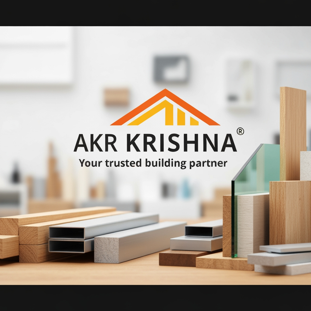 AI Design for Business Name: AKR KRISHNA
Tagline: Your trusted building partner
Business Category:Hardware electrical glass plywood door Paint Plumbing
City : Karaikal and porayar