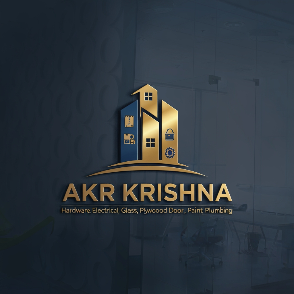 AI Design for Business Name: AKR KRISHNA
Tagline: Your trusted building partner
Business Category:Hardware electrical glass plywood door Paint Plumbing
City : Karaikal and porayar. i want unique ppremium logo