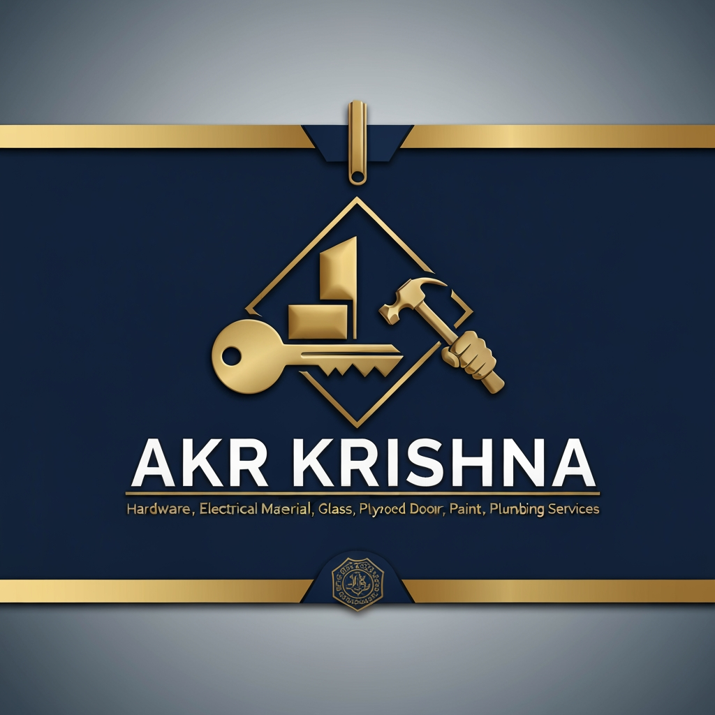 AI Design for Business Name: AKR KRISHNA
Tagline: Your trusted building partner
Business Category:Hardware electrical glass plywood door Paint Plumbing
City : Karaikal and porayar. i want unique ppremium logo