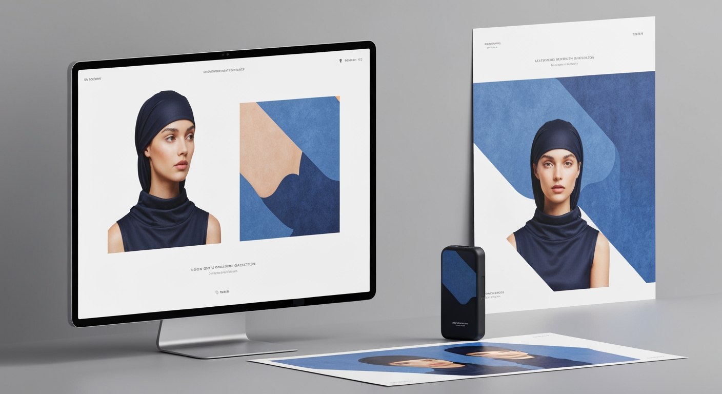 AI Design for Client presentation mockup concept for Brand identity directions for a client. Polished scene showing the design direction applied to a realistic surface, screen, poster, or object, premium agency presentation style, no readable placeholder text.