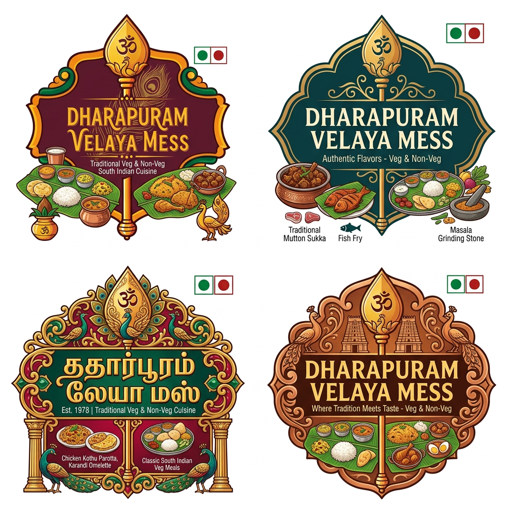AI Design for ITS VEG ANG NON VEG HOTEL, GIVETRADITIONAL LOGO GIVE 3,4