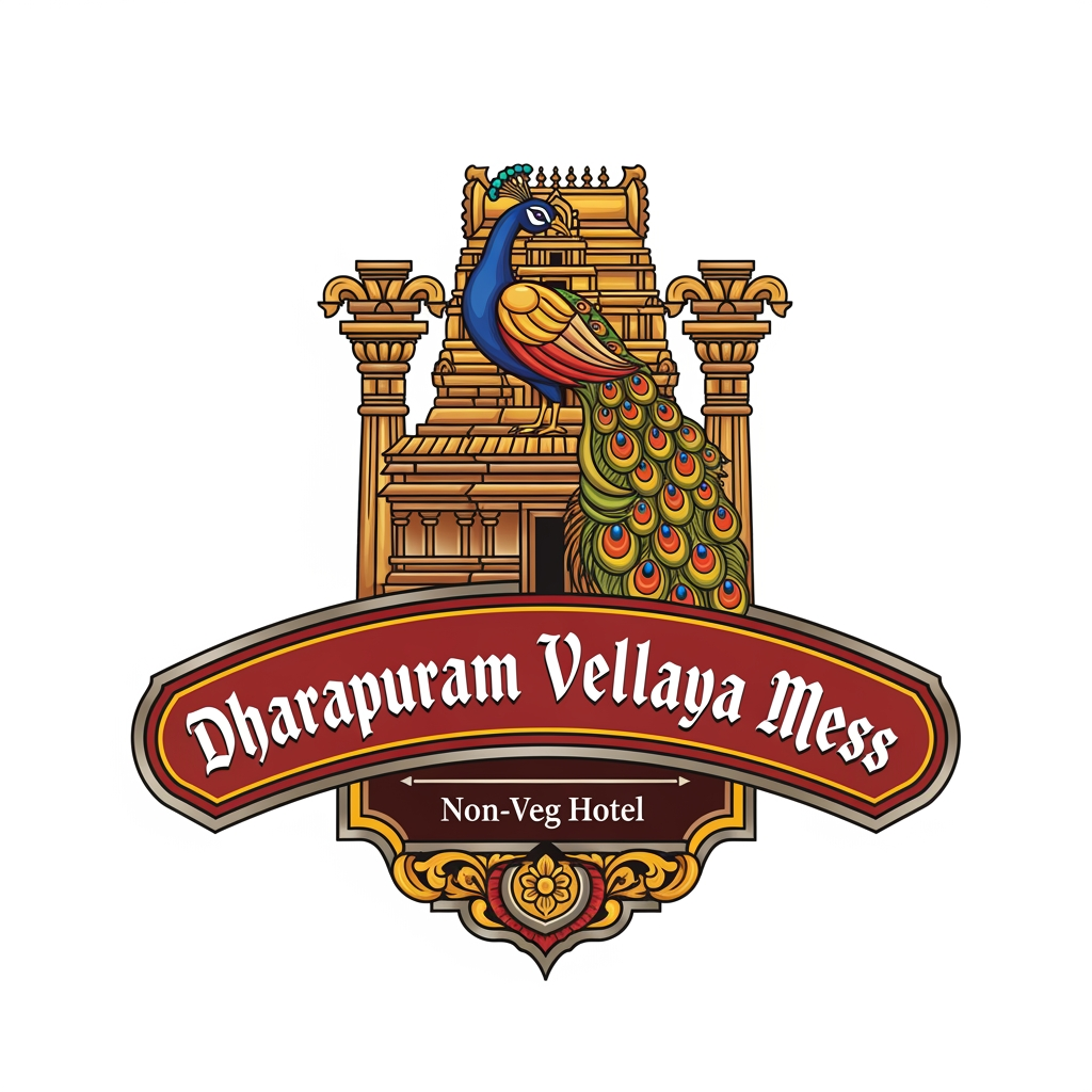 AI Design for NEED TRADITIONAL LOGO ,FOR DHARAPURAM VELLAYYA MESS ITS NON VEG HOTEL
