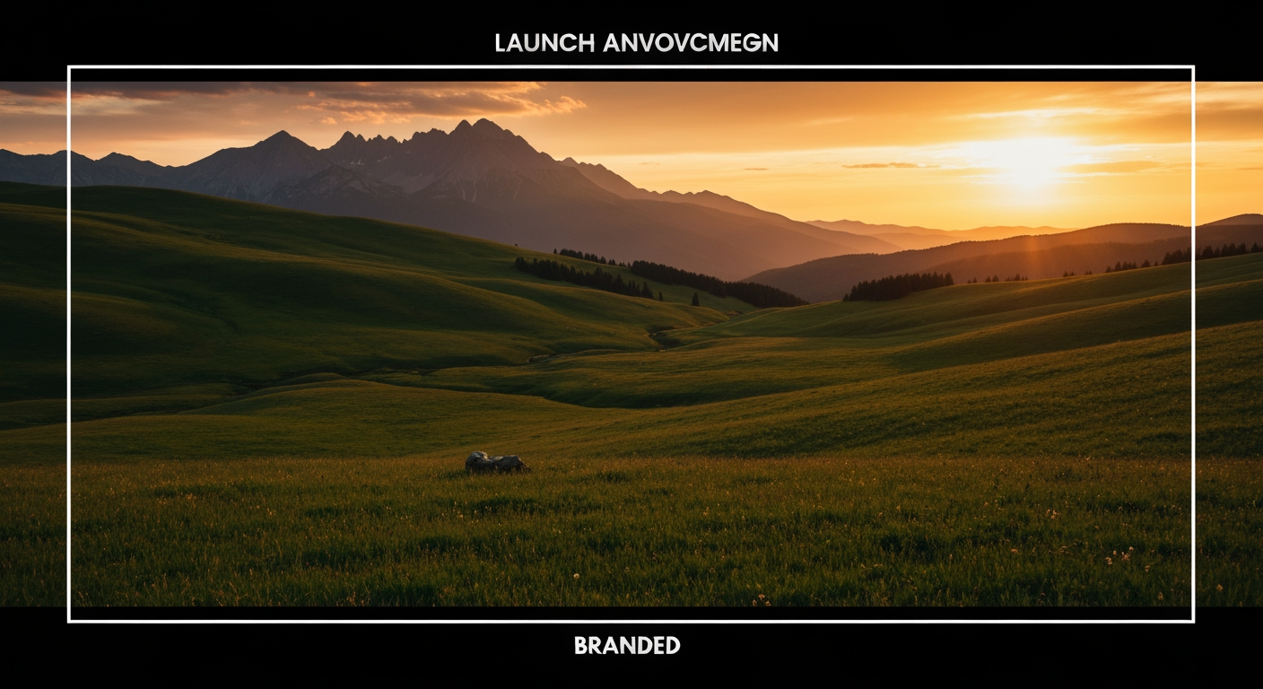 AI Design for Landscape launch announcement visual concept for Social launch kit for a client campaign. Energetic campaign image, strong focal object or scene, clean branded atmosphere, generous open space for announcement copy to be added later, no rendered typography.