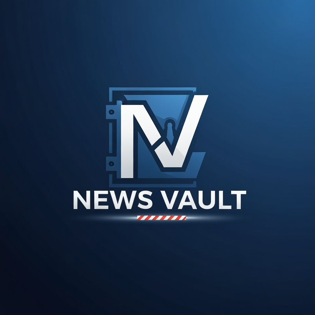 AI Design for make a logo for my youutbe channe channel name is News Vault take N V as logo mail latter
