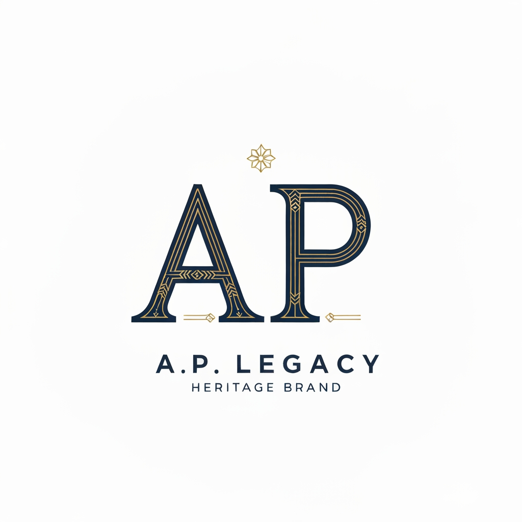 AI Design for create logo A.P. LEGACY – Luxury heritage brand & different style & looks premium , luxury & buyers attract fast .