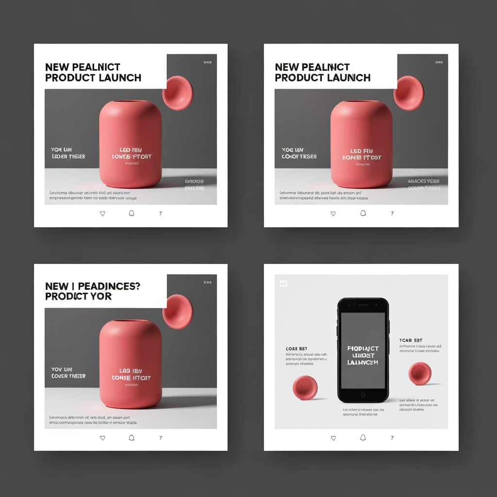 AI Design for Square social feed visual concept for Carousel posts for a product launch. Strong central subject, clean composition, platform-ready crop, cohesive color and mood, clear empty area for caption or headline to be added later, no readable text generated.