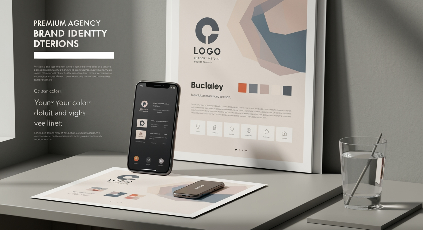 AI Design for Client presentation mockup concept for Brand identity directions for a client. Polished scene showing the design direction applied to a realistic surface, screen, poster, or object, premium agency presentation style, no readable placeholder text.