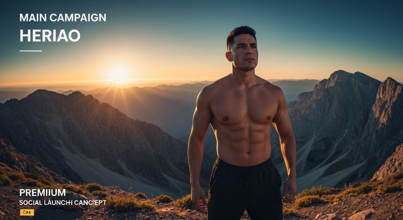 AI Design for Main campaign hero visual concept for Social launch kit for a client campaign. Cinematic advertising image with a clear subject, memorable visual idea, strong depth and lighting, premium art direction, clean negative space for headline and CTA to be added later, no generated text.