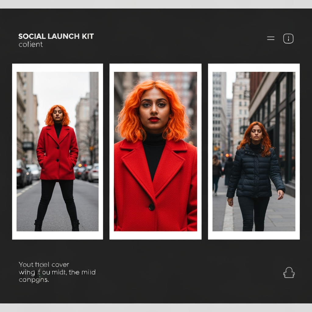 AI Design for Carousel cover visual concept for Social launch kit for a client campaign. First-slide composition that creates curiosity, bold focal image, cohesive campaign mood, clean area for title to be added later, no fake text or icons.