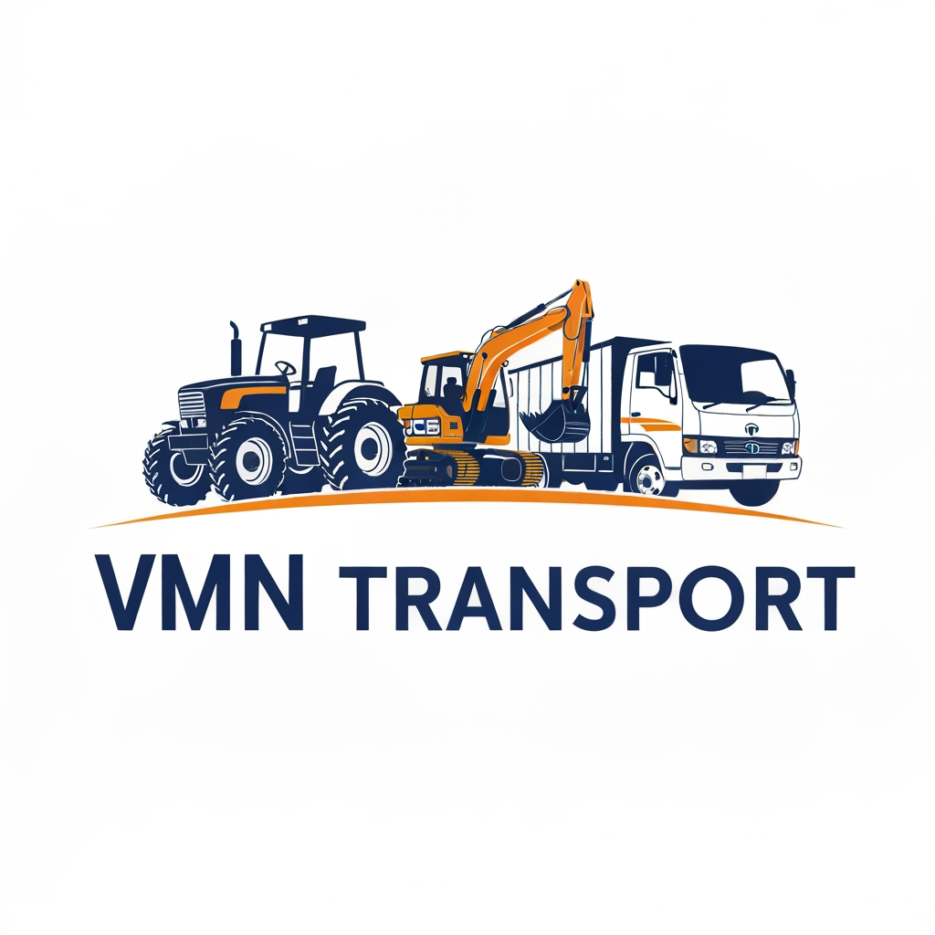 AI Design for make a logo for transportb company it's called "VMN TRANSPORT" they are using Tractor, JCB and Tata Ace vehicles for our company, make a logo at combination type of logo