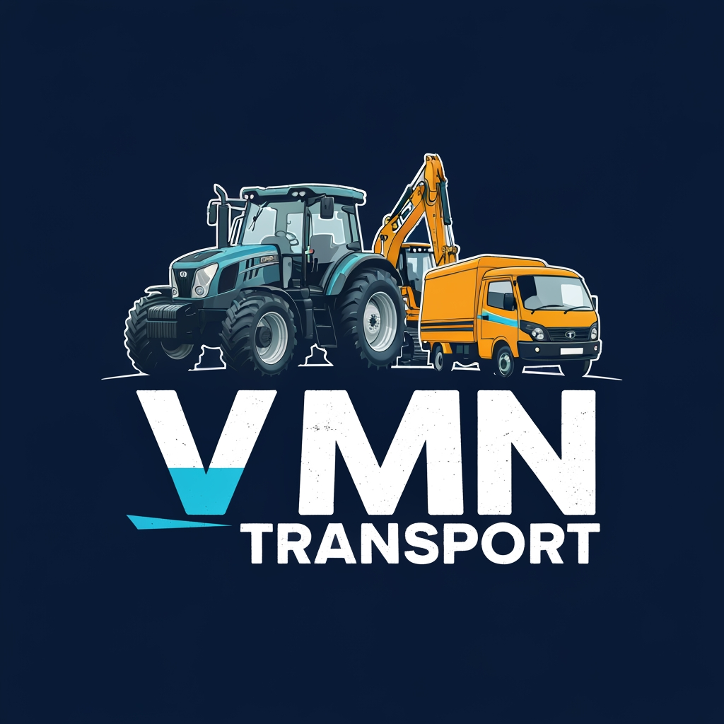 AI Design for make a logo for transportb company it's called "VMN TRANSPORT" they are using Tractor, JCB and Tata Ace vehicles for our company, make a logo at combination type of logo