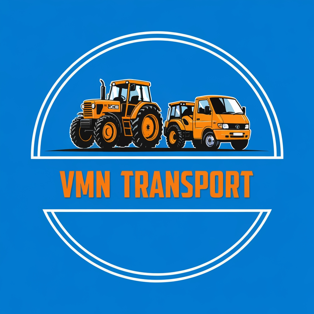 AI Design for make a logo for transportb company it's called "VMN TRANSPORT" they are using Tractor, JCB and Tata Ace vehicles for our company, make a logo at Pictorial type of logo