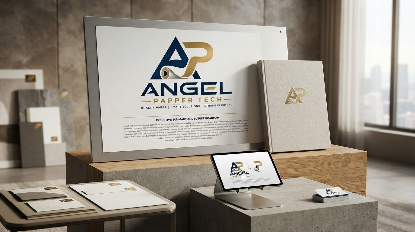 AI Design for Client presentation mockup for brand. Polished scene showing the design direction applied to a realistic surface, screen, poster, or object, premium agency presentation style, no readable placeholder text.
Incorporate the attached brand element reference image (Reference A: brand element "Angel Papper Tech") into the composition where natural — preserve the depicted brand element's appearance.