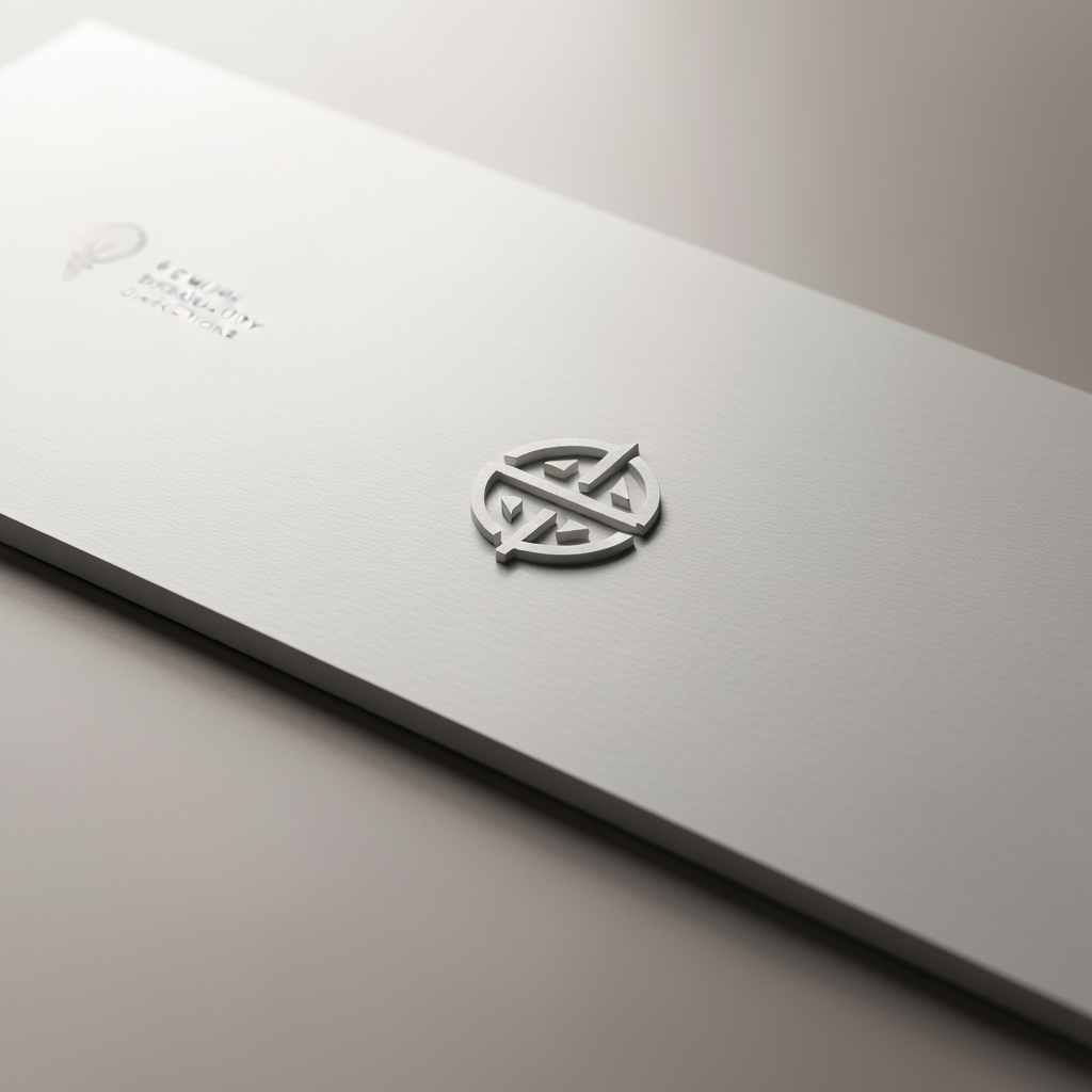 AI Design for Premium logo presentation mockup concept for Brand identity directions for a client. Logo or brand mark displayed on a clean neutral surface with subtle depth, refined shadow, precise alignment, elegant design-studio presentation, no extra readable text.