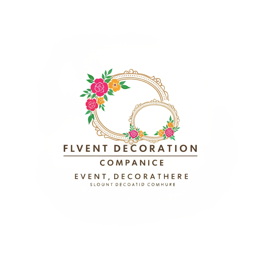 AI Design for Create a logo for event decoration compnay using Flowers, Frames, Cloths etc..