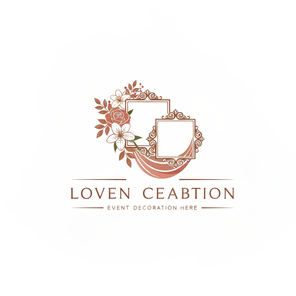 AI Design for Create a logo for event decoration compnay using Flowers, Frames, Cloths etc..