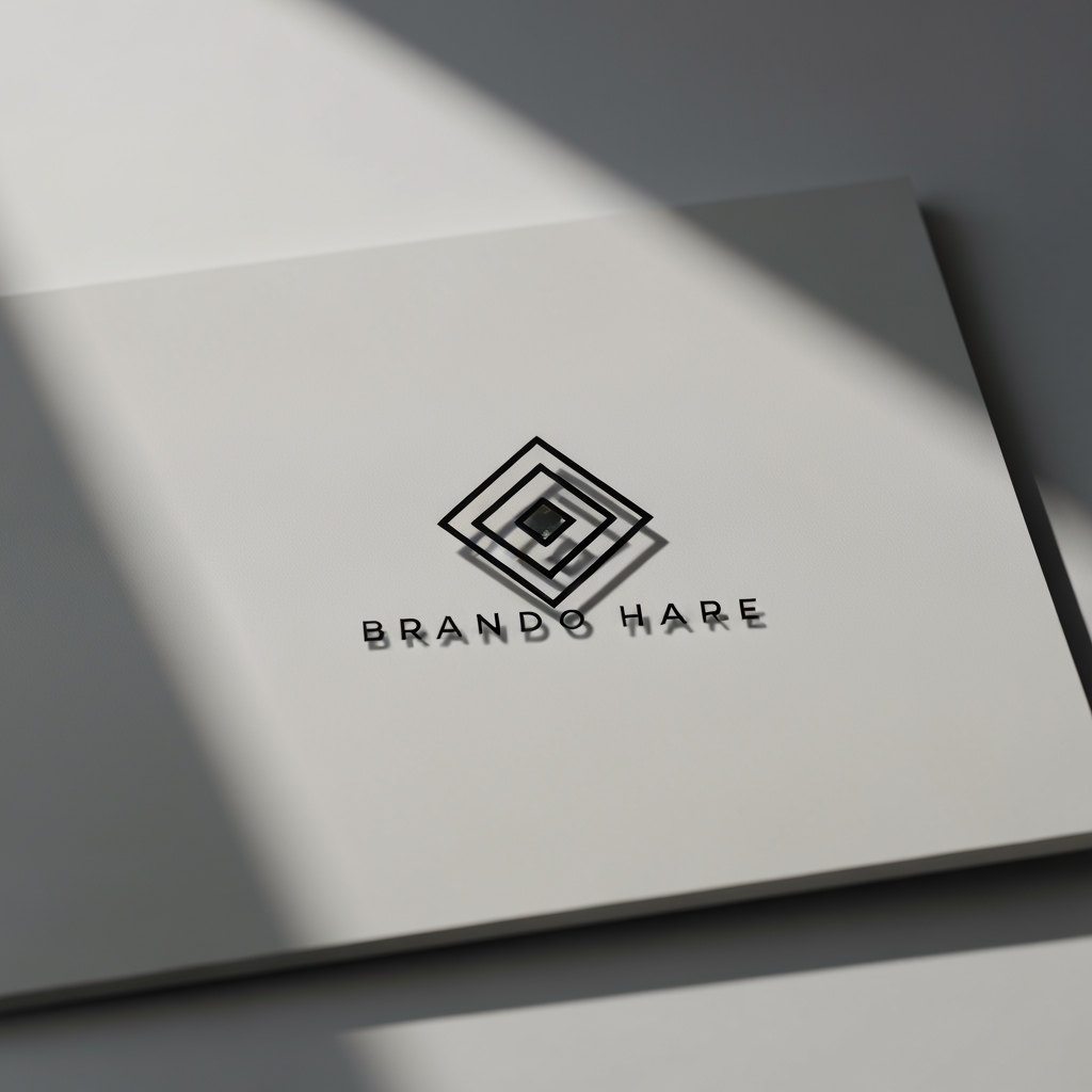 AI Design for Premium logo presentation mockup concept for Brand identity directions for a client. Logo or brand mark displayed on a clean neutral surface with subtle depth, refined shadow, precise alignment, elegant design-studio presentation, no extra readable text.