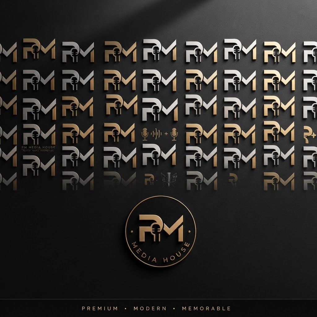 AI Design for Premium logo presentation mockup concept for Design a series of abstract social media graphics that incorporate the PM monogram into a repeating, elegant pattern with a matte black and gold finish.. Logo or brand mark displayed on a clean neutral surface with subtle depth, refined shadow, precise alignment, elegant design-studio presentation, no extra readable text.
Incorporate the attached brand element reference image (Reference A: brand element "PM Media House") into the composition where natural — preserve the depicted brand element's appearance.
