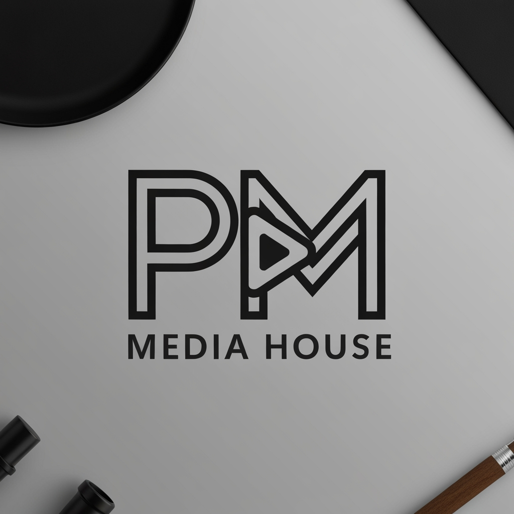 AI Design for Design a logo for a modern media company called "PM Media House".
Create a bold "PM" monogram using clean geometric lines with perfect symmetry. Integrate a subtle negative-space play button inside the monogram without making it obvious.
Mood:
Premium, cinematic, powerful, trustworthy, modern, high-end branding.
Avoid:
Gradients, cartoon style, unnecessary icons, colorful elements, shadows, clutter, cheap effects.
Ultra HD
Professional branding
Behance award-winning style
Minimal luxury aesthetic