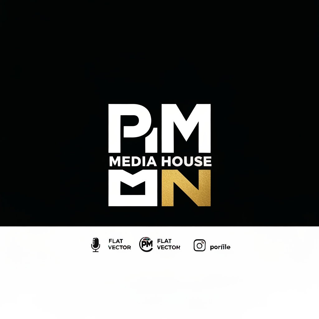 AI Design for Design a premium custom typography logo for "PM Media House" inspired by the bold, compact, and iconic style of classic fast-food brand wordmarks, but create a completely original design without copying any existing logo.
Style:
• Bold custom lettering
• Thick geometric typography
• Letters creatively connected
• Compact badge composition
• Modern and premium
• Minimal but memorable
Requirements:
• The words "PM" should be the main focus.
• "MEDIA HOUSE" should be integrated naturally beneath or inside the composition.
• Use custom-designed letters instead of existing fonts.
• Create a balanced, symmetrical layout with strong visual impact.
• Make the logo look like an iconic global brand.
Color Palette:
• Matte Black
• White
• Metallic Gold (optional premium version)
Background:
Solid black.
Avoid:
• Microphone
• Camera
• Play button
• Film reel
• Headphones
• Stock icons
• Copyrighted elements
• Any resemblance to Burger King or other existing logos
Deliverables:
• Main logo
• Monogram version
• Flat vector
• Gold foil mockup
• Instagram profile version
• Transparent background
Style keywords:
Bold typography, geometric lettering, premium branding, iconic wordmark, minimalist badge, luxury identity, custom type design, high-end media brand.
