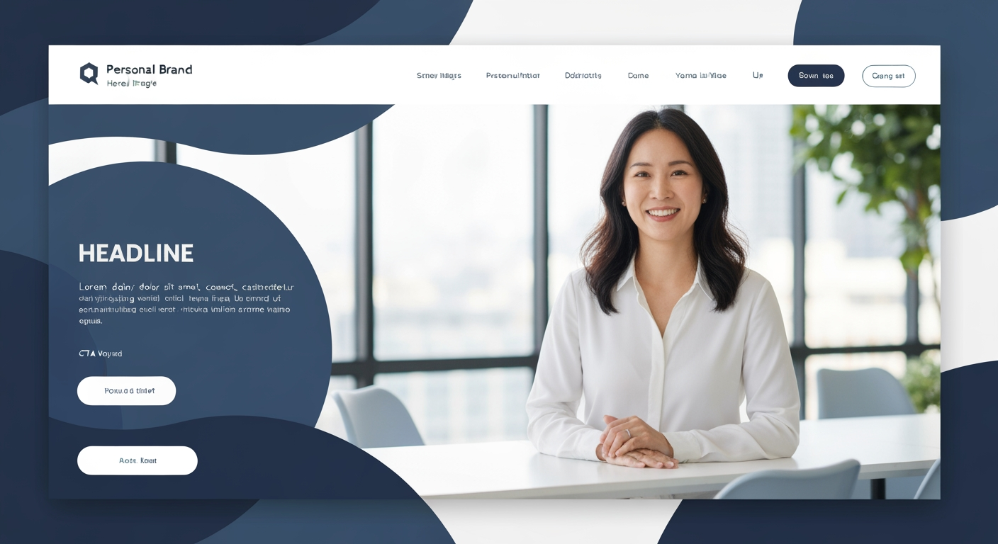 AI Design for Website hero image concept for Brand identity for my personal brand. Wide polished digital brand visual, clear focal identity element, cohesive colors and atmosphere, generous negative space for headline and CTA to be added later, no rendered UI text.