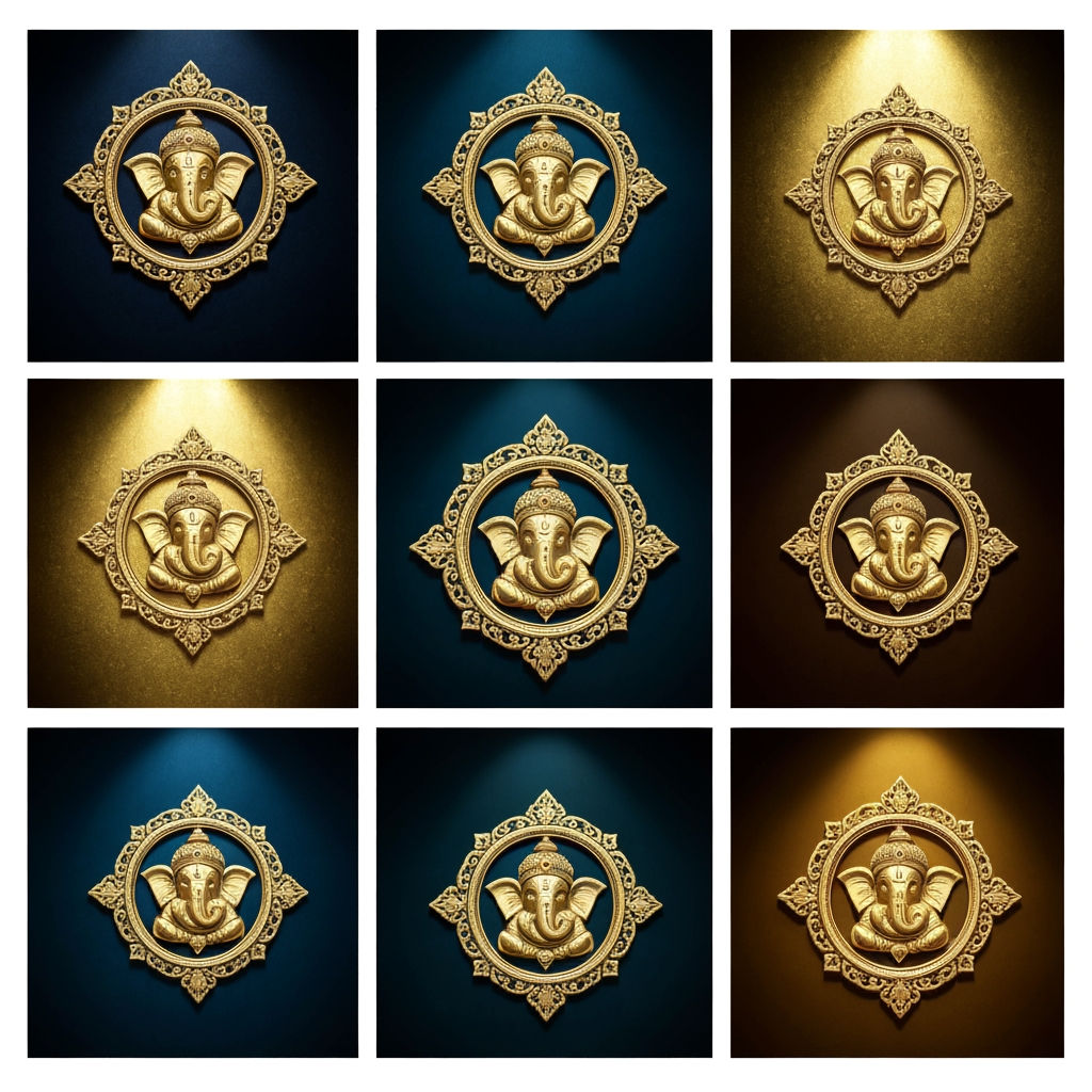 AI Design for Leela ganesh ki Hd golden logo golden 10 images