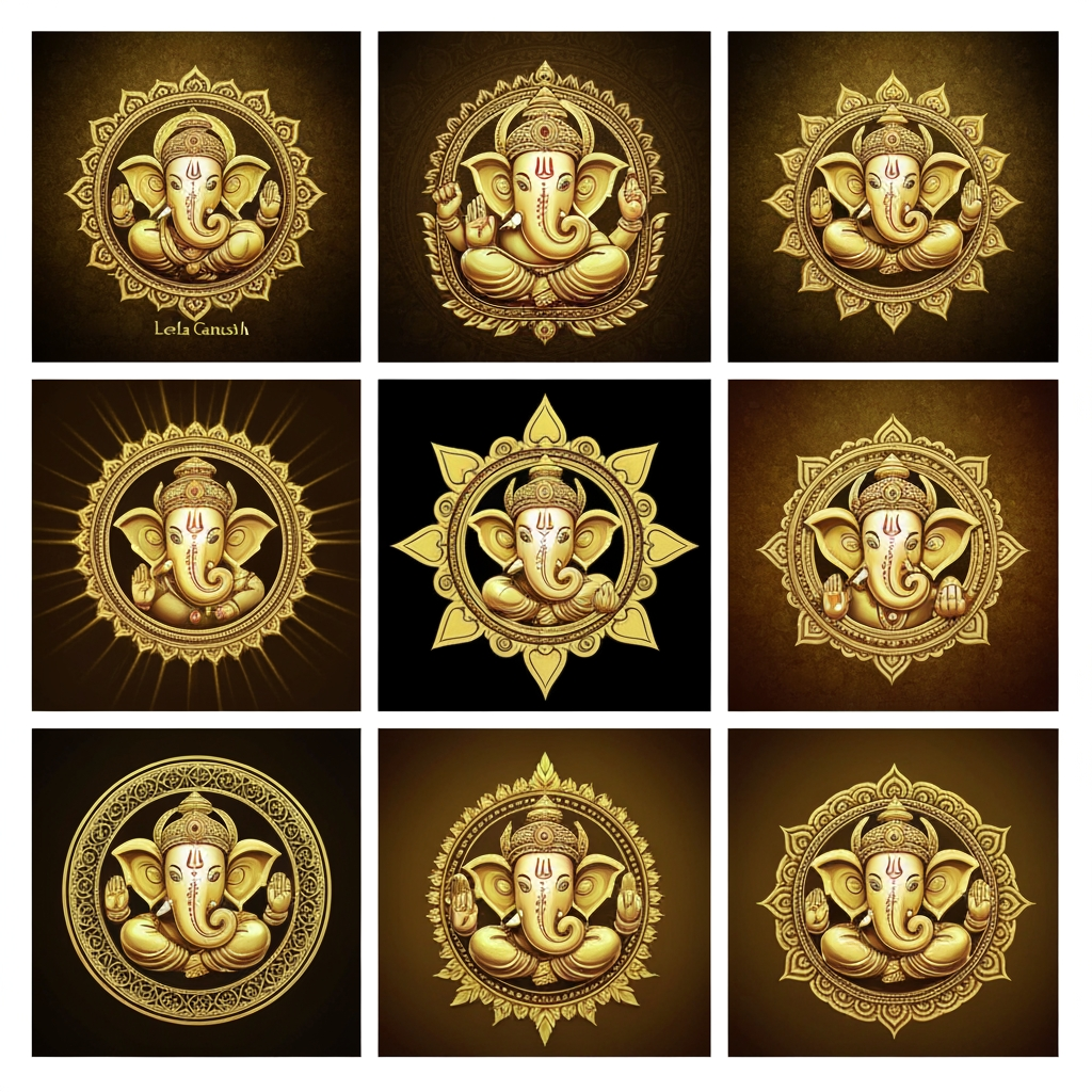 AI Design for Leela ganesh ki Hd golden logo golden 10 images