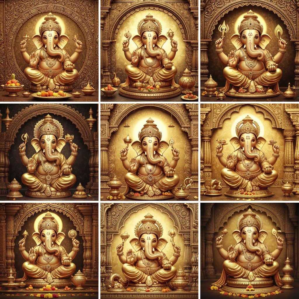 AI Design for Leela ganesh ki Hd golden logo golden 10 images