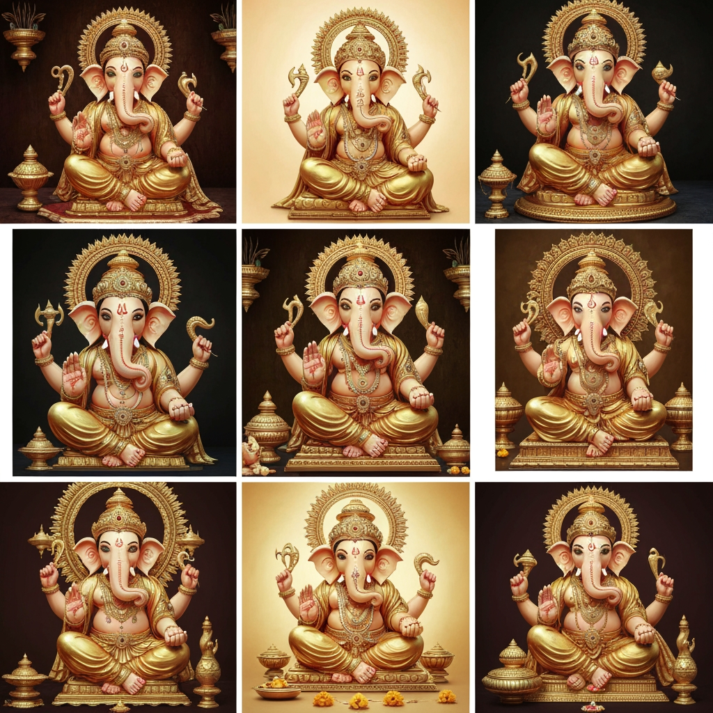 AI Design for Leela ganesh ki Hd golden logo golden 10 images