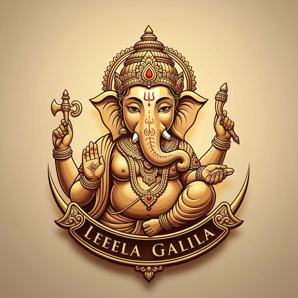 AI Design for Leela ganesh ki Hd golden logo