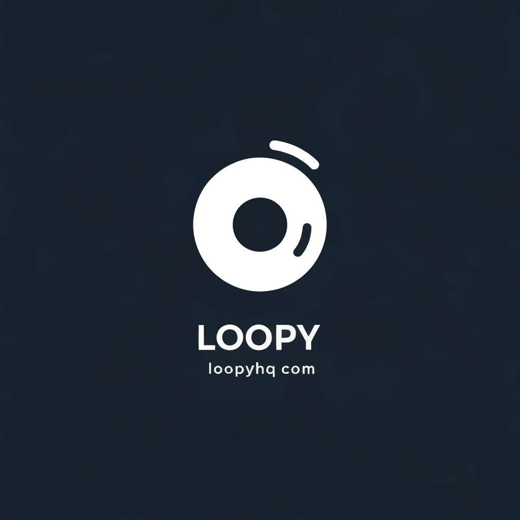 AI Design for my brand name is Loopy and my domain is loopyhq.com, i am a minimal and cool svg logo (dual tone) with closed complete shape and no bg. and my entire website id dual tones