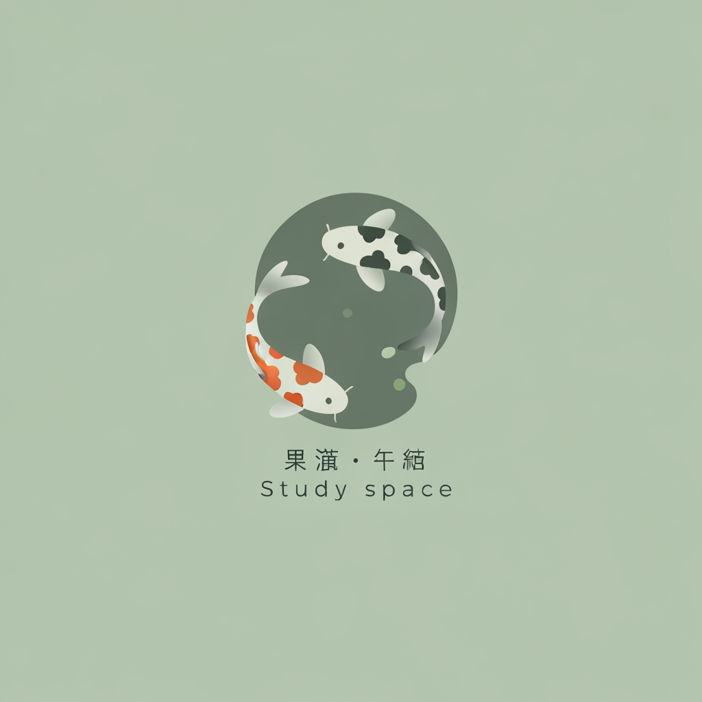 AI Design for Minimal koi fish, Japanese, Zen, matcha, cozy, premium, modern, rounded, elegant, friendly, study, nature; create a logo