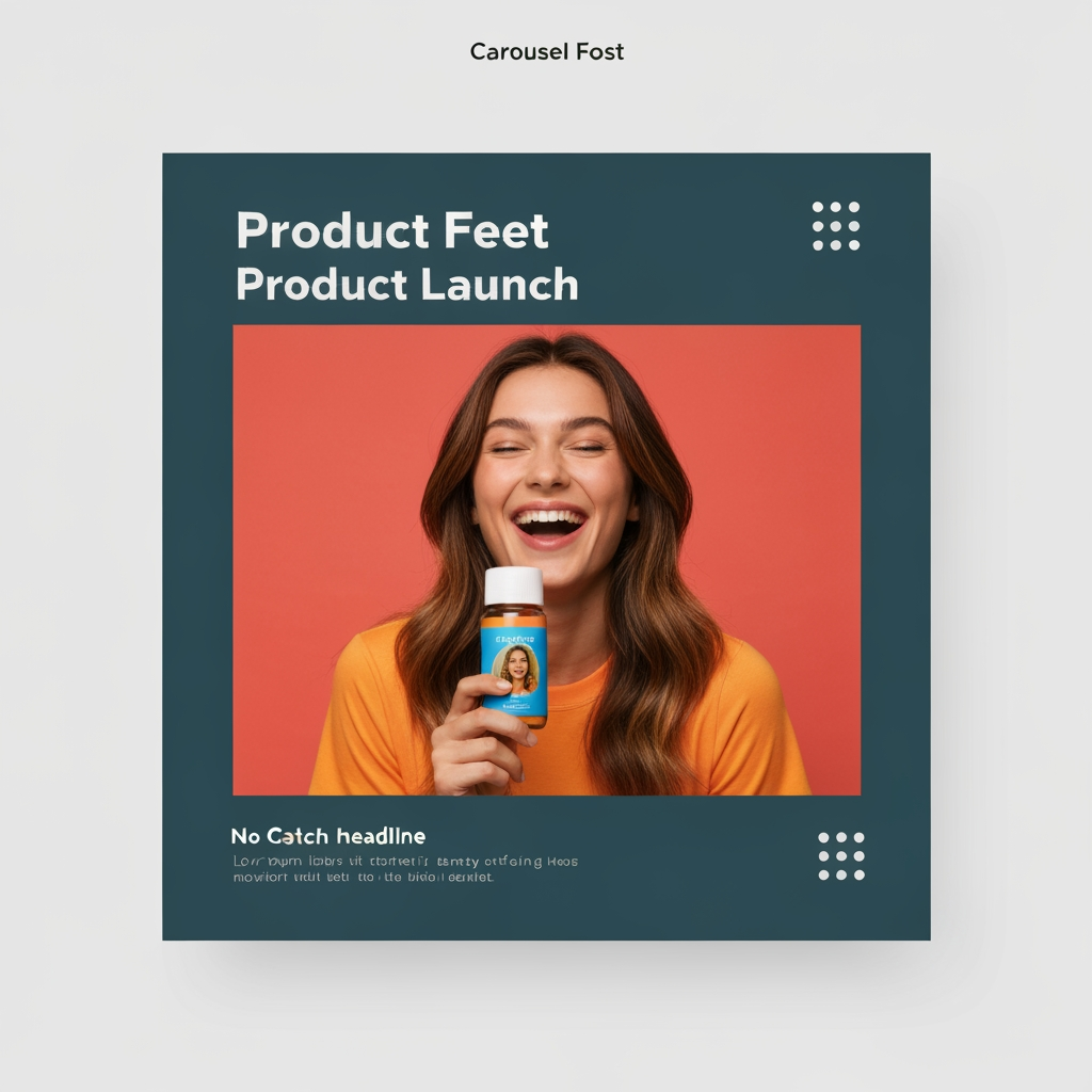 AI Design for Square social feed visual concept for Carousel posts for a product launch. Strong central subject, clean composition, platform-ready crop, cohesive color and mood, clear empty area for caption or headline to be added later, no readable text generated.