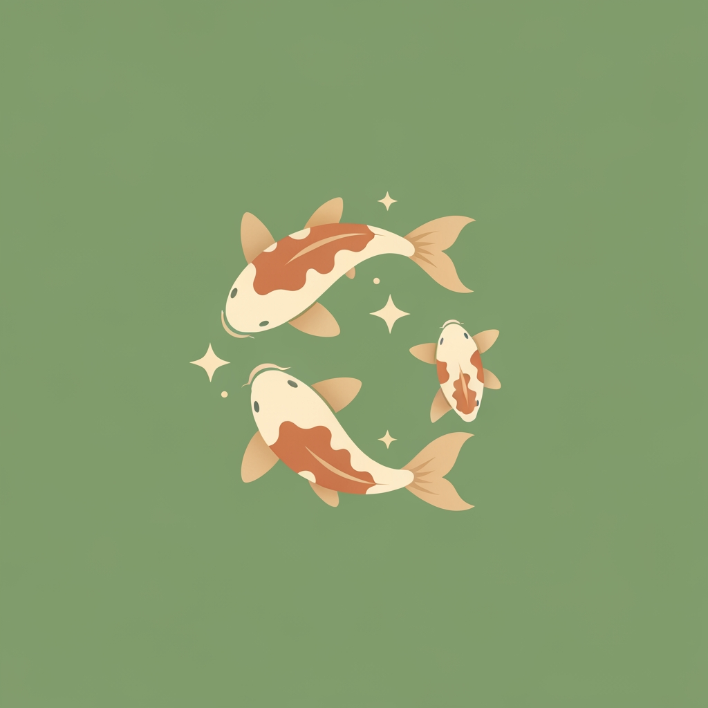 AI Design for Minimal koi fish, Japanese, Zen, matcha, cozy, premium, modern, rounded, elegant, friendly, study, nature; create a logo