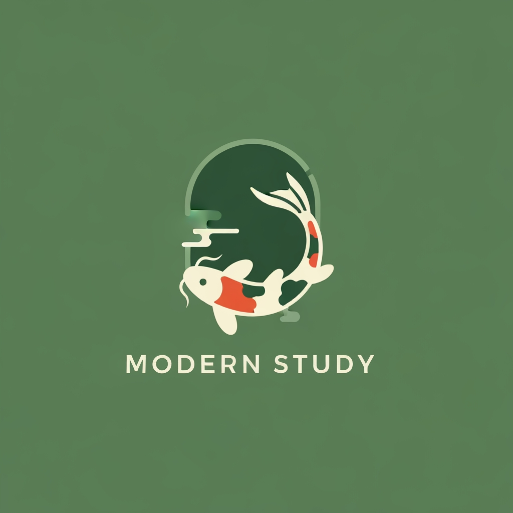 AI Design for Minimal koi fish, Japanese, Zen, matcha, cozy, premium, modern, rounded, elegant, friendly, study, nature; create a logo