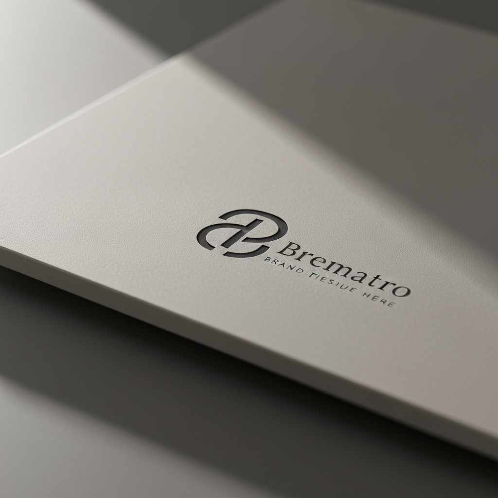 AI Design for Premium logo presentation mockup concept for Brand identity directions for a client. Logo or brand mark displayed on a clean neutral surface with subtle depth, refined shadow, precise alignment, elegant design-studio presentation, no extra readable text.