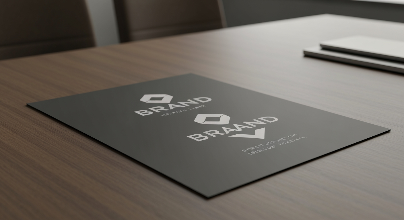 AI Design for Client presentation mockup concept for Brand identity directions for a client. Polished scene showing the design direction applied to a realistic surface, screen, poster, or object, premium agency presentation style, no readable placeholder text.