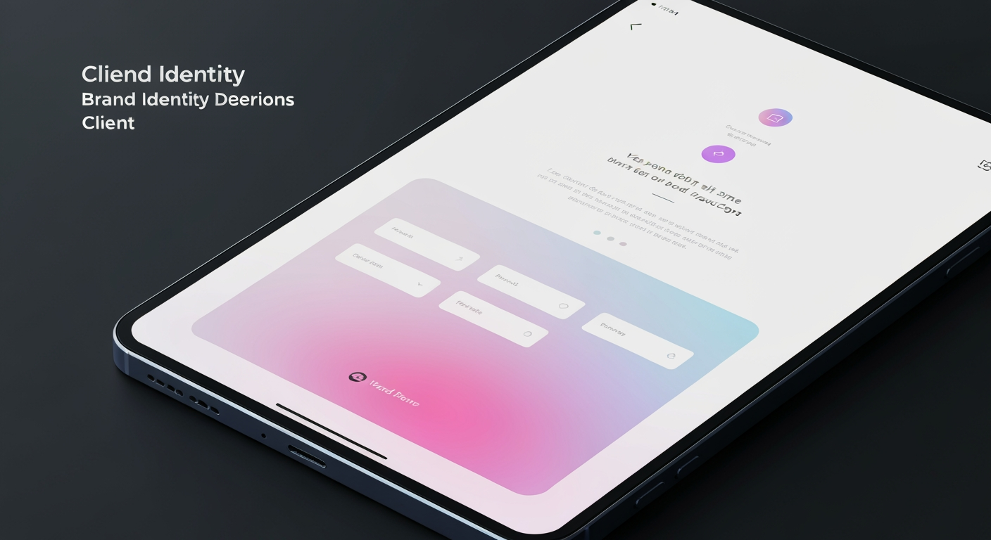 AI Design for Client presentation mockup concept for Brand identity directions for a client. Polished scene showing the design direction applied to a realistic surface, screen, poster, or object, premium agency presentation style, no readable placeholder text.
