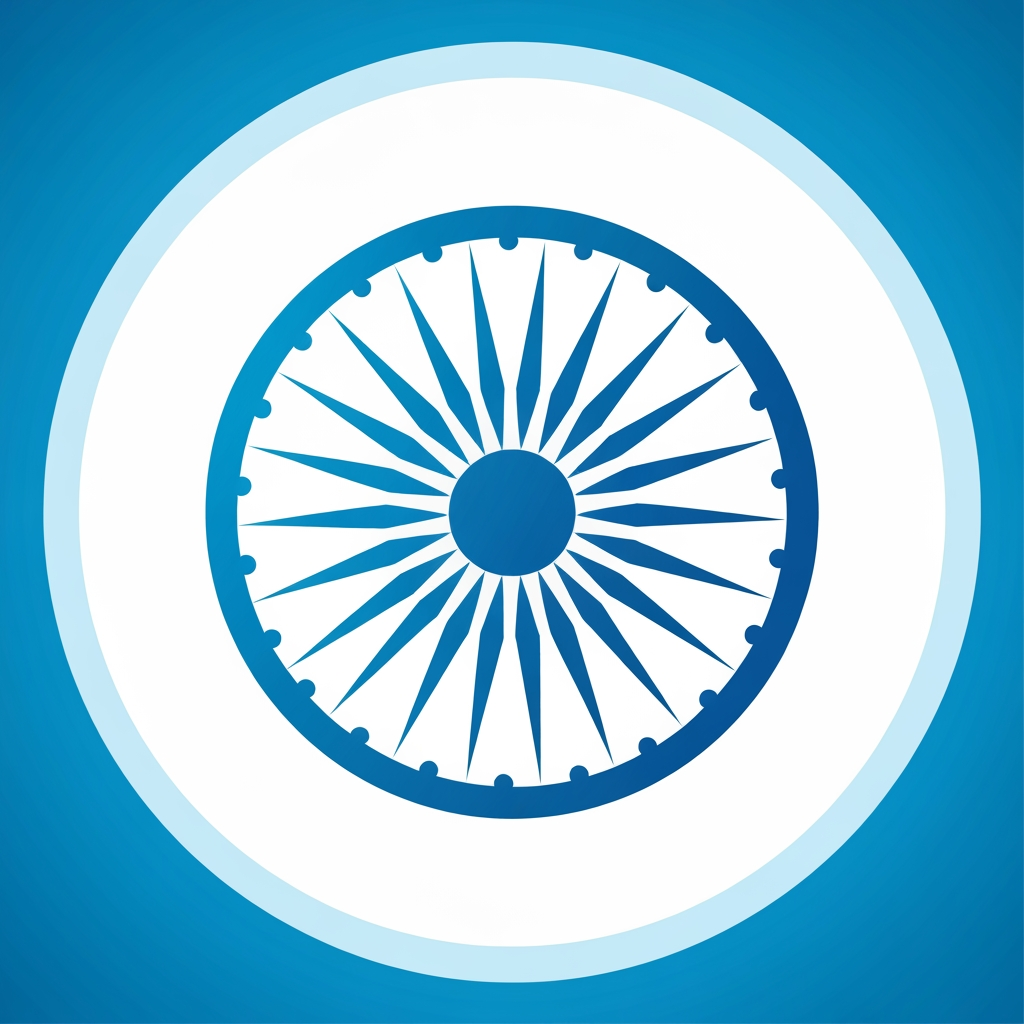 AI Design for Icon: A camera lens or shutter motif combined with the Ashoka Chakra's spokes, symbolizing a 360-degree look at the nation.Colors: Classic newsroom colors—rich burgundy, white, and sharp charcoal grey.Typography: Strong, structural serif or semi-serif font to give a highly professional, trustworthy broadcasting look.